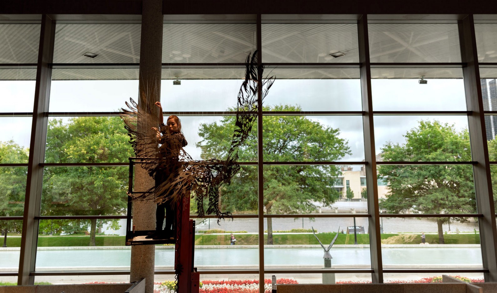 ArtPrize2014 Installation Paper Cut Sculpture Nahoko Kojima hanging Washi Bald Eagle Gerald Ford Museum ArtPrize