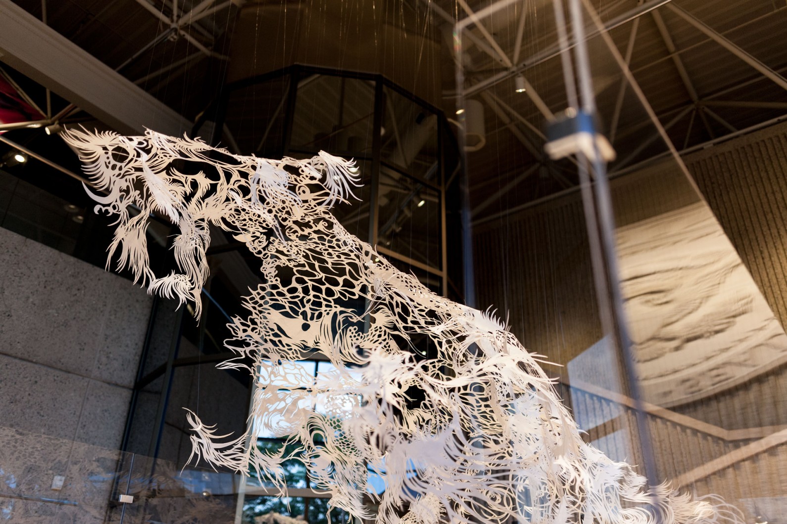 ArtPrize2014 Installation Paper Cut Sculpture Nahoko Kojima Byaku Swimming Polar Bear ArtPrize