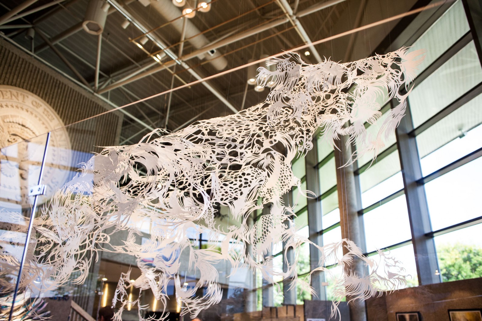 ArtPrize2014 Installation Paper Cut Sculpture Nahoko Kojima Byaku Swimming Polar Bear ArtPrize